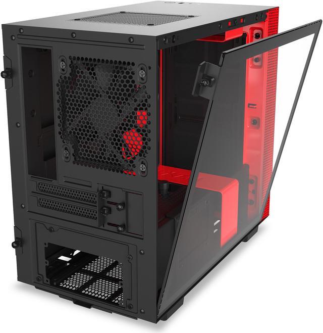 Alt view image 9 of 13 - NZXT H210 - Mini-ITX PC Gaming Case - Front I/O USB Type-C Port - Tempered Glass Side Panel - Cable Management System - Water-Cooling Ready - Radiator Bracket - Steel Construction - Black/Red