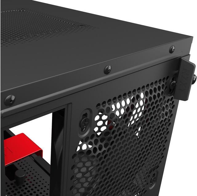 Alt view image 10 of 13 - NZXT H210 - Mini-ITX PC Gaming Case - Front I/O USB Type-C Port - Tempered Glass Side Panel - Cable Management System - Water-Cooling Ready - Radiator Bracket - Steel Construction - Black/Red