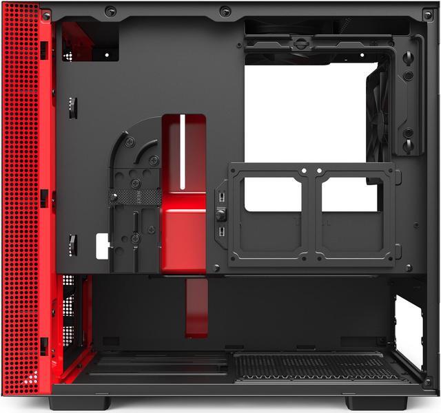 Alt view image 11 of 13 - NZXT H210 - Mini-ITX PC Gaming Case - Front I/O USB Type-C Port - Tempered Glass Side Panel - Cable Management System - Water-Cooling Ready - Radiator Bracket - Steel Construction - Black/Red