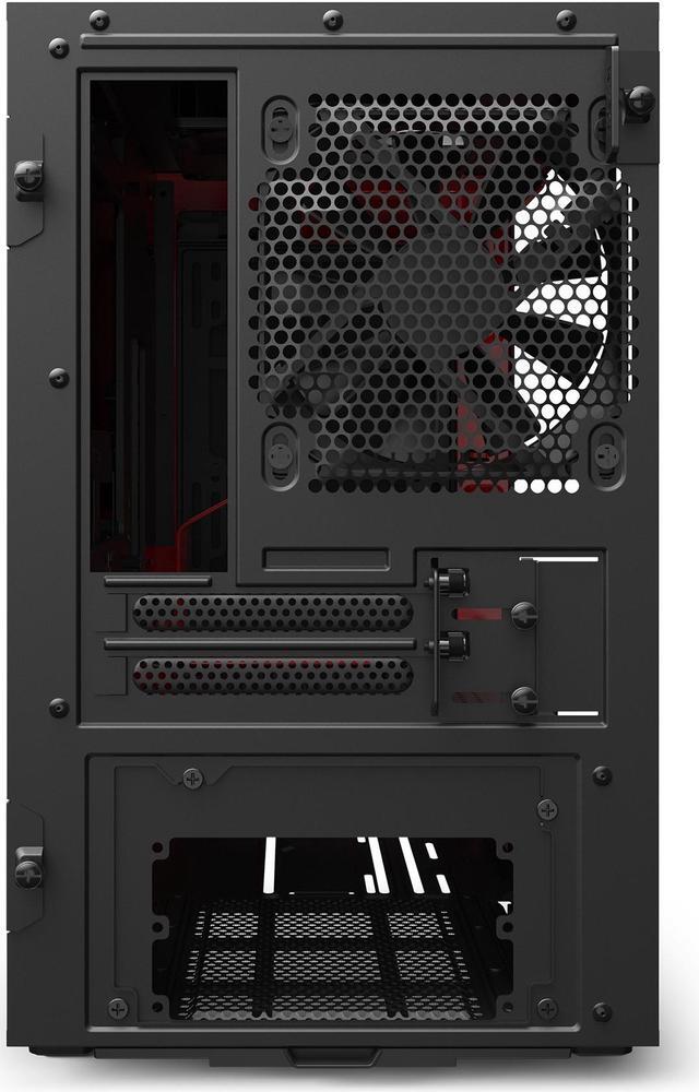 Alt view image 12 of 13 - NZXT H210 - Mini-ITX PC Gaming Case - Front I/O USB Type-C Port - Tempered Glass Side Panel - Cable Management System - Water-Cooling Ready - Radiator Bracket - Steel Construction - Black/Red