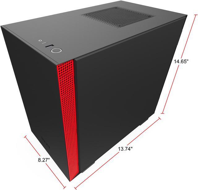 Alt view image 6 of 13 - NZXT H210 - Mini-ITX PC Gaming Case - Front I/O USB Type-C Port - Tempered Glass Side Panel - Cable Management System - Water-Cooling Ready - Radiator Bracket - Steel Construction - Black/Red