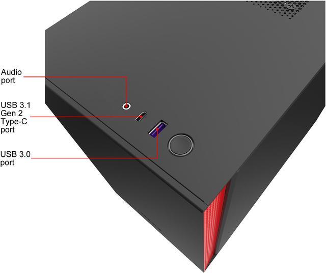 Alt view image 8 of 13 - NZXT H210 - Mini-ITX PC Gaming Case - Front I/O USB Type-C Port - Tempered Glass Side Panel - Cable Management System - Water-Cooling Ready - Radiator Bracket - Steel Construction - Black/Red