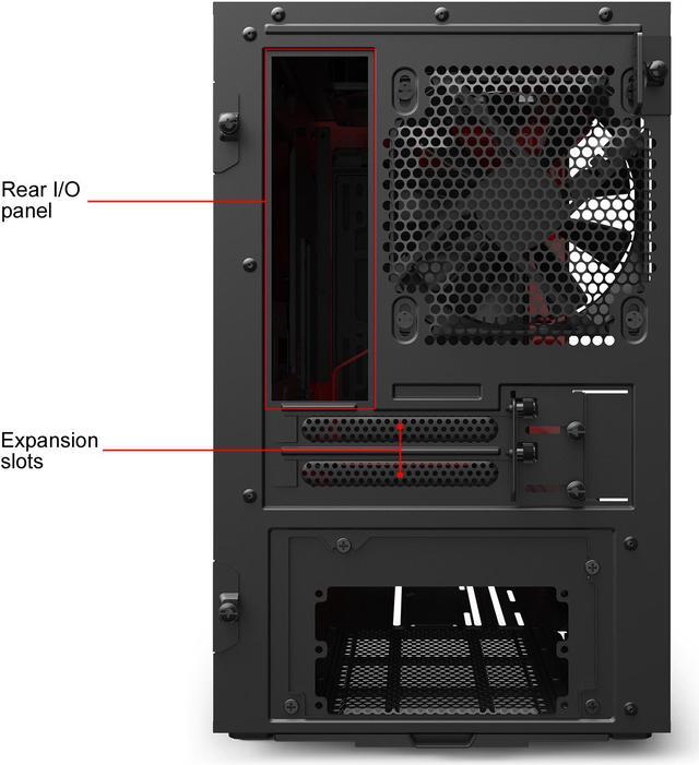 Alt view image 13 of 13 - NZXT H210 - Mini-ITX PC Gaming Case - Front I/O USB Type-C Port - Tempered Glass Side Panel - Cable Management System - Water-Cooling Ready - Radiator Bracket - Steel Construction - Black/Red