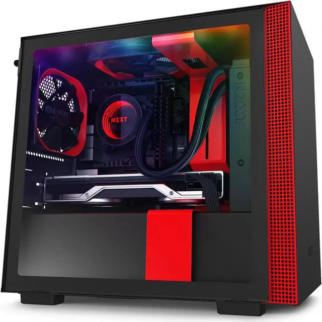Alt view image 6 of 15 - NZXT H210i - Mini-ITX PC Gaming Case - Front I/O USB Type-C Port - Tempered Glass Side Panel Cable Management - Water-Cooling Ready - Integrated RGB Lighting - Steel Construction - Black/Red