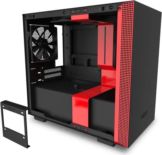 Alt view image 7 of 15 - NZXT H210i - Mini-ITX PC Gaming Case - Front I/O USB Type-C Port - Tempered Glass Side Panel Cable Management - Water-Cooling Ready - Integrated RGB Lighting - Steel Construction - Black/Red