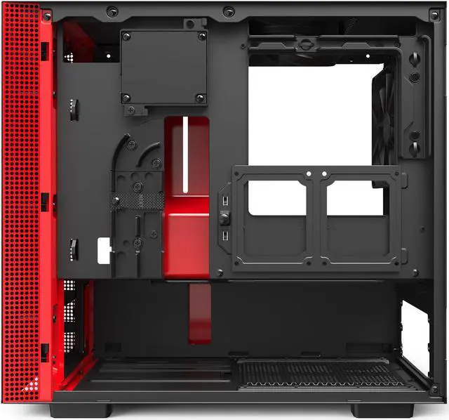 Alt view image 14 of 15 - NZXT H210i - Mini-ITX PC Gaming Case - Front I/O USB Type-C Port - Tempered Glass Side Panel Cable Management - Water-Cooling Ready - Integrated RGB Lighting - Steel Construction - Black/Red