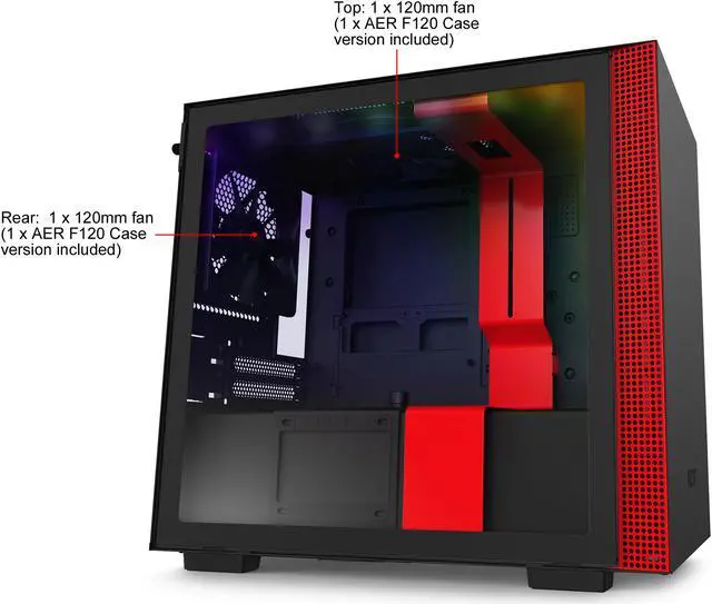 Alt view image 2 of 15 - NZXT H210i - Mini-ITX PC Gaming Case - Front I/O USB Type-C Port - Tempered Glass Side Panel Cable Management - Water-Cooling Ready - Integrated RGB Lighting - Steel Construction - Black/Red