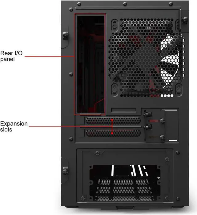 Alt view image 5 of 15 - NZXT H210i - Mini-ITX PC Gaming Case - Front I/O USB Type-C Port - Tempered Glass Side Panel Cable Management - Water-Cooling Ready - Integrated RGB Lighting - Steel Construction - Black/Red