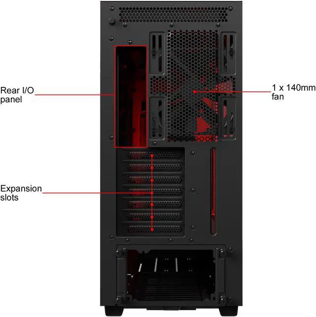 Alt view image 7 of 8 - NZXT H700 - ATX Mid-Tower PC Gaming Case - Tempered Glass Panel - Enhanced Cable Management System - Water-Cooling Ready - Black/Red