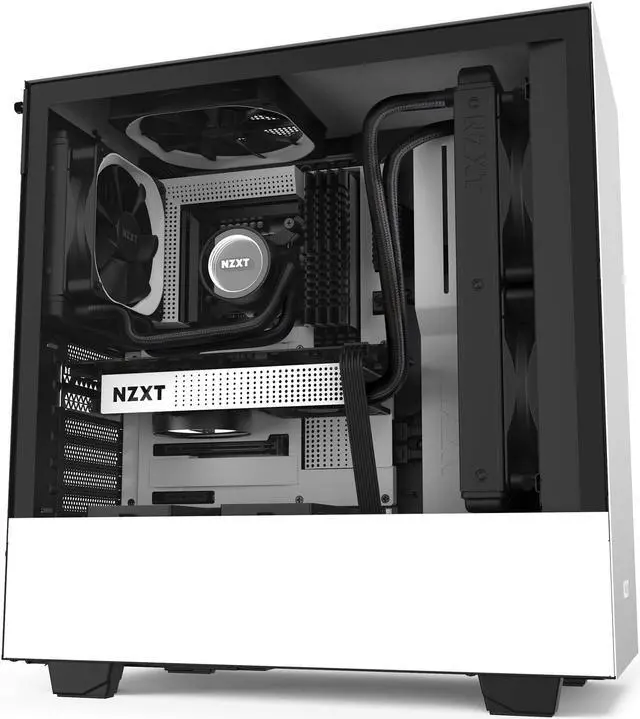 Alt view image 2 of 20 - NZXT H510 - Compact ATX Mid-Tower PC Gaming Case - Front I/O USB Type-C Port - Tempered Glass Side Panel - Cable Management System - Water-Cooling Ready - Steel Construction - White/Black, CA-H510B-W1