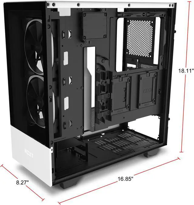 Alt view image 10 of 12 - NZXT H510 Elite - Premium Mid-Tower ATX Case PC Gaming Case - Dual-Tempered Glass Panel - Front I/O USB Type-C Port - Vertical GPU Mount - Integrated RGB Lighting - Water-Cooling Ready - White/Black, CA-H510E-W1