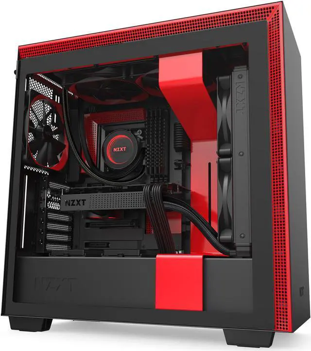 Alt view image 2 of 14 - NZXT H710 - ATX Mid Tower PC Gaming Case - Front I/O USB Type-C Port - Quick-Release Tempered Glass Side Panel - Cable Management System - Water-Cooling Ready - Steel Construction - Black/Red