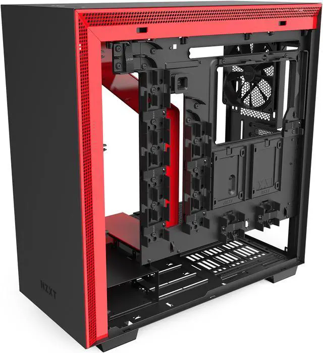 Alt view image 7 of 14 - NZXT H710 - ATX Mid Tower PC Gaming Case - Front I/O USB Type-C Port - Quick-Release Tempered Glass Side Panel - Cable Management System - Water-Cooling Ready - Steel Construction - Black/Red