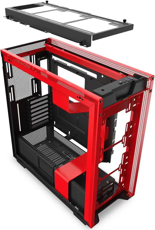 Alt view image 9 of 14 - NZXT H710 - ATX Mid Tower PC Gaming Case - Front I/O USB Type-C Port - Quick-Release Tempered Glass Side Panel - Cable Management System - Water-Cooling Ready - Steel Construction - Black/Red