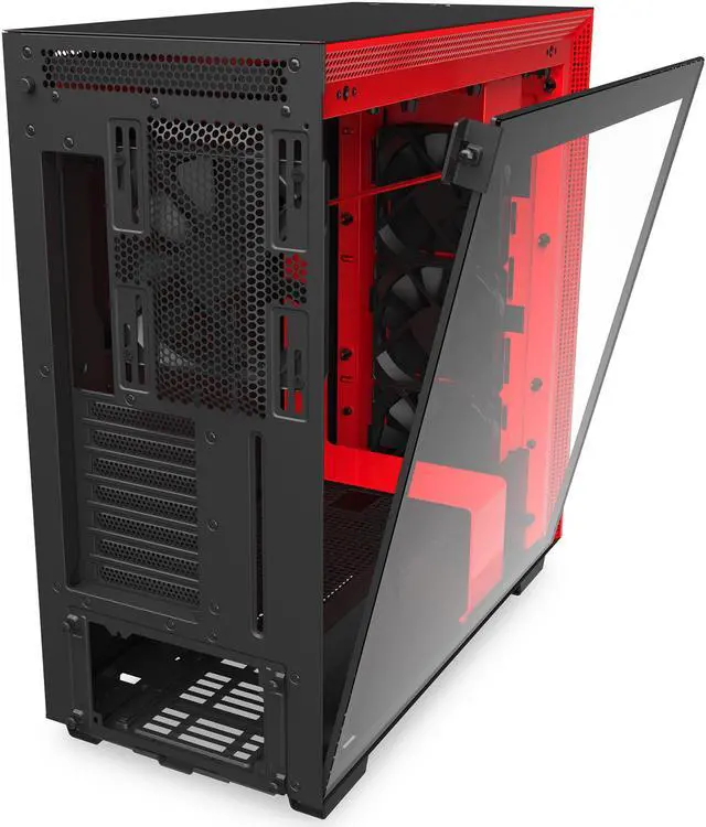 Alt view image 10 of 14 - NZXT H710 - ATX Mid Tower PC Gaming Case - Front I/O USB Type-C Port - Quick-Release Tempered Glass Side Panel - Cable Management System - Water-Cooling Ready - Steel Construction - Black/Red