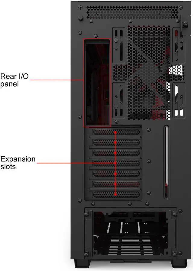 Alt view image 14 of 14 - NZXT H710 - ATX Mid Tower PC Gaming Case - Front I/O USB Type-C Port - Quick-Release Tempered Glass Side Panel - Cable Management System - Water-Cooling Ready - Steel Construction - Black/Red