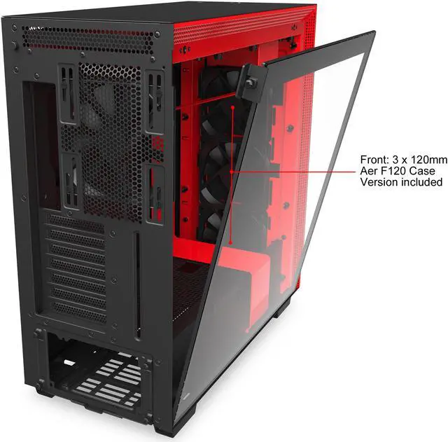 Alt view image 11 of 14 - NZXT H710 - ATX Mid Tower PC Gaming Case - Front I/O USB Type-C Port - Quick-Release Tempered Glass Side Panel - Cable Management System - Water-Cooling Ready - Steel Construction - Black/Red