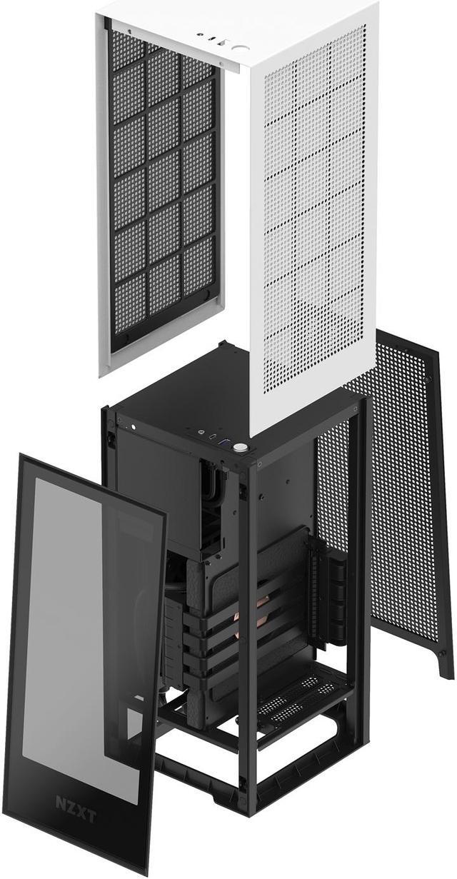 Alt view image 13 of 20 - NZXT H1 CA-H16WR-W1-US Matte White SGCC Steel / Tempered Glass Mini-ITX Computer Case with 650W SFX-L 80Plus Gold Fully Modular Power Supply and 140mm AIO Liquid Cooler