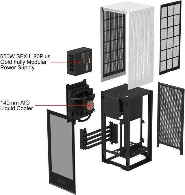 Alt view image 14 of 20 - NZXT H1 CA-H16WR-W1-US Matte White SGCC Steel / Tempered Glass Mini-ITX Computer Case with 650W SFX-L 80Plus Gold Fully Modular Power Supply and 140mm AIO Liquid Cooler