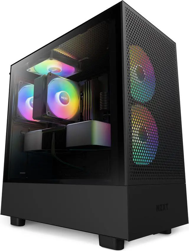 Alt view image 12 of 20 - NZXT H Series H5 (2023) Flow RGB Edition ATX Mid Tower Chassis Black Color-CC-H51FB-R1