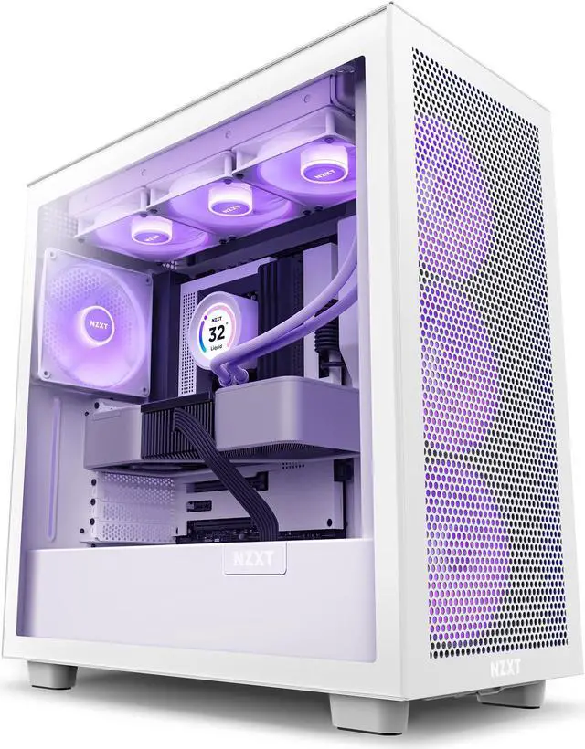 Alt view image 18 of 20 - NZXT H Series H7 (2023) Flow RGB Edition ATX Mid Tower Chassis White Color-CM-H71FW-R1