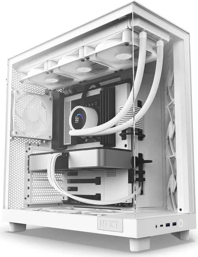 Alt view image 3 of 15 - NZXT H6 FLOW Compact Dual-Chamber Mid-Tower Airflow Case, White, CC-H61FW-01