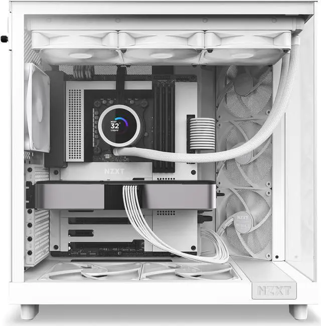Alt view image 13 of 15 - NZXT H6 FLOW Compact Dual-Chamber Mid-Tower Airflow Case, White, CC-H61FW-01