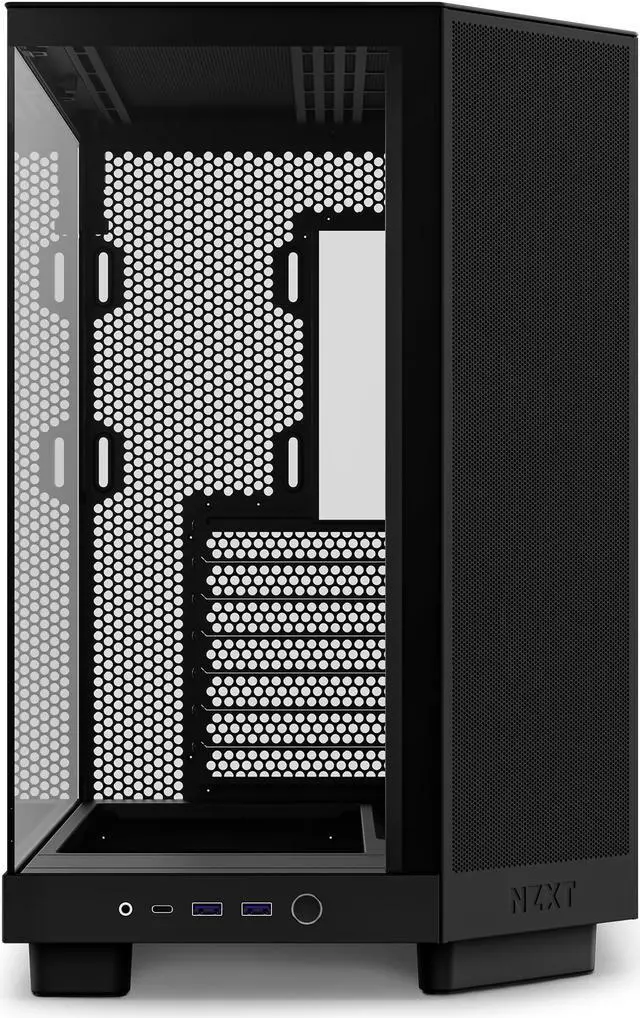 Alt view image 4 of 15 - NZXT H6 FLOW Compact Dual-Chamber Mid-Tower Airflow Case, Black, CC-H61FB-01