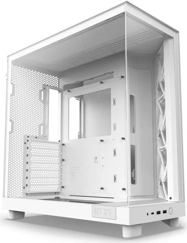 Alt view image 7 of 17 - NZXT H6 FLOW RGB Compact Dual-Chamber Mid-Tower Airflow Case, White, CC-H61FW-R1