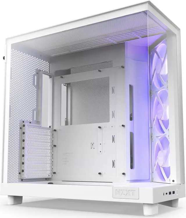 Alt view image 4 of 17 - NZXT H6 FLOW RGB Compact Dual-Chamber Mid-Tower Airflow Case, White, CC-H61FW-R1