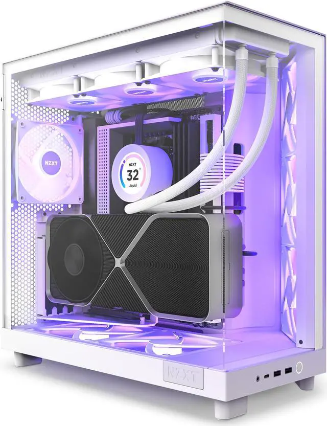 Alt view image 2 of 17 - NZXT H6 FLOW RGB Compact Dual-Chamber Mid-Tower Airflow Case, White, CC-H61FW-R1