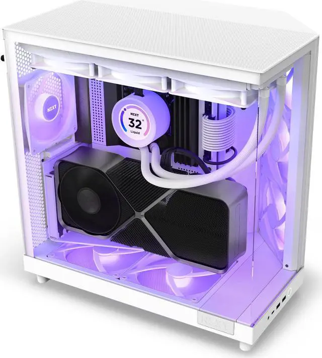 Alt view image 5 of 17 - NZXT H6 FLOW RGB Compact Dual-Chamber Mid-Tower Airflow Case, White, CC-H61FW-R1