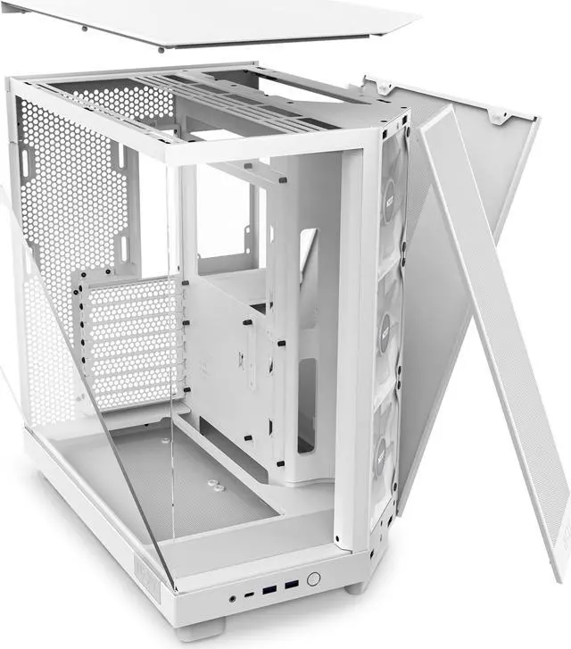 Alt view image 6 of 17 - NZXT H6 FLOW RGB Compact Dual-Chamber Mid-Tower Airflow Case, White, CC-H61FW-R1