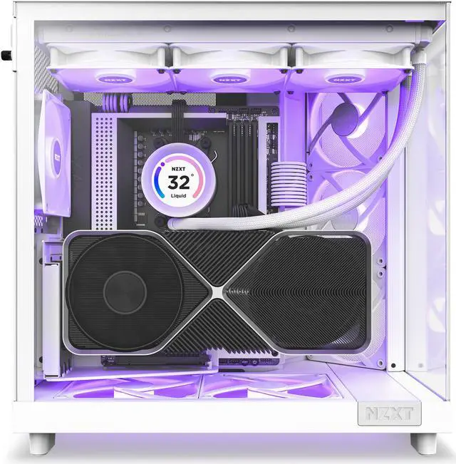Alt view image 8 of 17 - NZXT H6 FLOW RGB Compact Dual-Chamber Mid-Tower Airflow Case, White, CC-H61FW-R1
