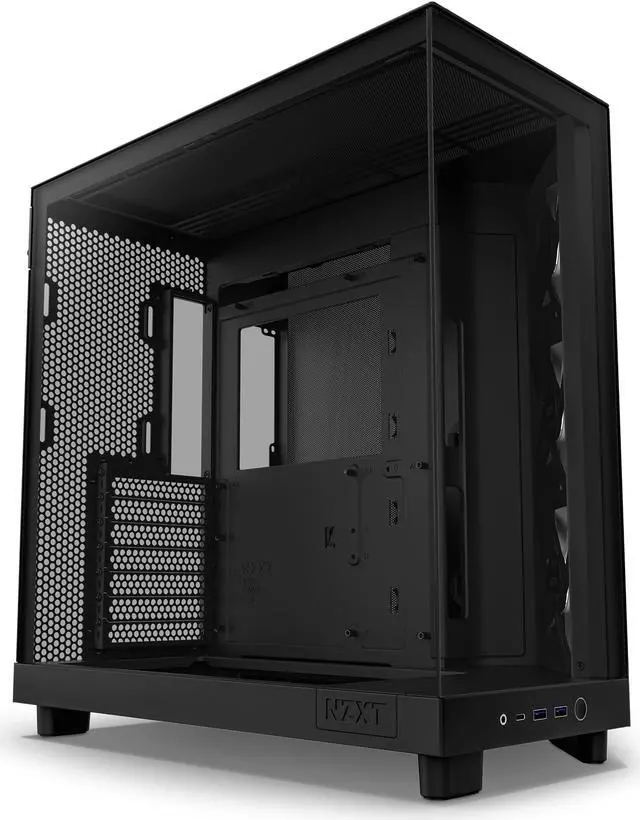 Alt view image 4 of 17 - NZXT H6 FLOW RGB Compact Dual-Chamber Mid-Tower Airflow Case, Black, CC-H61FB-R1