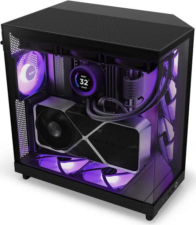 Alt view image 6 of 17 - NZXT H6 FLOW RGB Compact Dual-Chamber Mid-Tower Airflow Case, Black, CC-H61FB-R1
