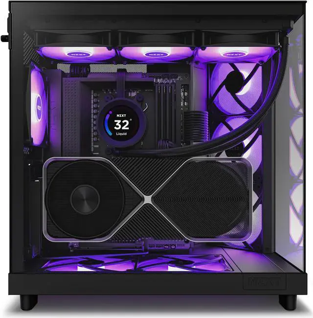 Alt view image 8 of 17 - NZXT H6 FLOW RGB Compact Dual-Chamber Mid-Tower Airflow Case, Black, CC-H61FB-R1
