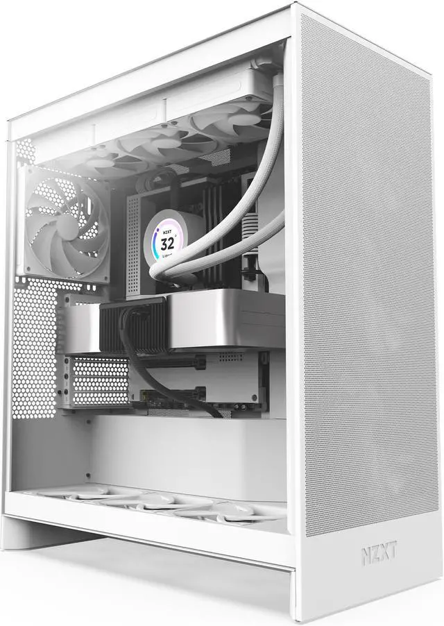 Alt view image 10 of 11 - NZXT H7 Flow (2024) Mid-Tower Case - All White-CM-H72FW-01