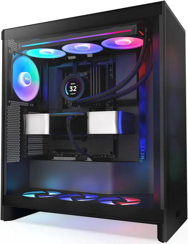 Alt view image 11 of 12 - NZXT H7 Flow RGB (2024) Mid-Tower Case - All Black-CM-H72FB-R1