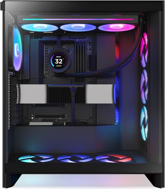 Alt view image 9 of 12 - NZXT H7 Flow RGB (2024) Mid-Tower Case - All Black-CM-H72FB-R1