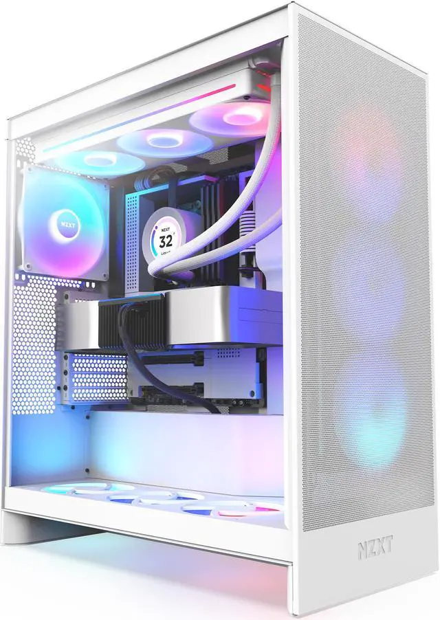 Alt view image 10 of 12 - NZXT H7 Flow RGB (2024) Mid-Tower Case - All White-CM-H72FW-R1