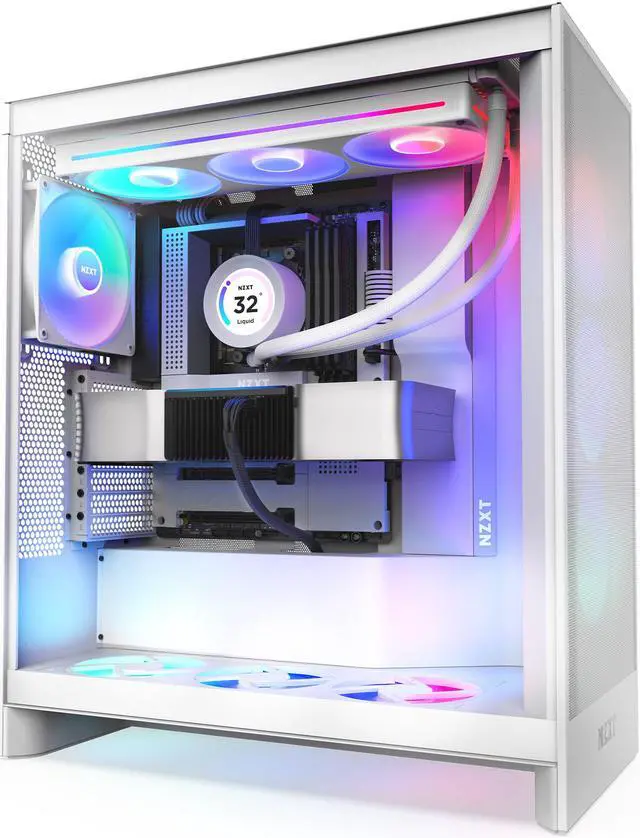 Alt view image 11 of 12 - NZXT H7 Flow RGB (2024) Mid-Tower Case - All White-CM-H72FW-R1