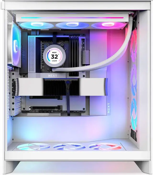 Alt view image 9 of 12 - NZXT H7 Flow RGB (2024) Mid-Tower Case - All White-CM-H72FW-R1
