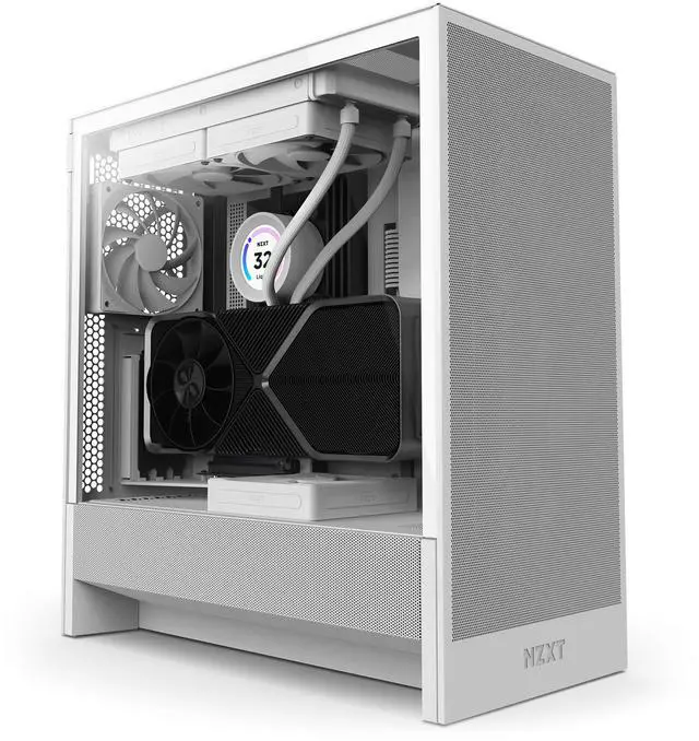 Alt view image 11 of 13 - NZXT H Series H5 Flow 2024 Edition ATX Mid Tower Chassis All White Color