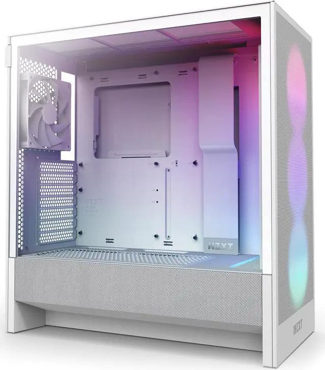 Alt view image 3 of 13 - NZXT H Series H5 Flow 2024 RGB Edition ATX Mid Tower Chassis All White Color