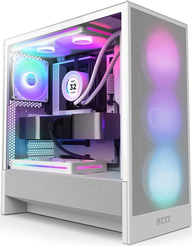 Alt view image 11 of 13 - NZXT H Series H5 Flow 2024 RGB Edition ATX Mid Tower Chassis All White Color