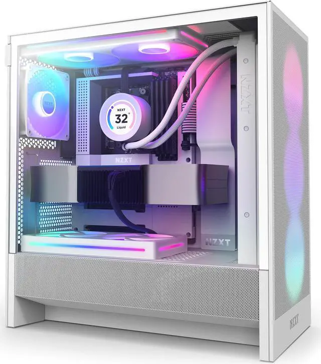 Alt view image 12 of 13 - NZXT H Series H5 Flow 2024 RGB Edition ATX Mid Tower Chassis All White Color