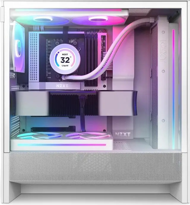 Alt view image 13 of 13 - NZXT H Series H5 Flow 2024 RGB Edition ATX Mid Tower Chassis All White Color