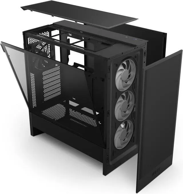 Alt view image 10 of 13 - NZXT H Series H5 Flow 2024 RGB Edition ATX Mid Tower Chassis All Black Color