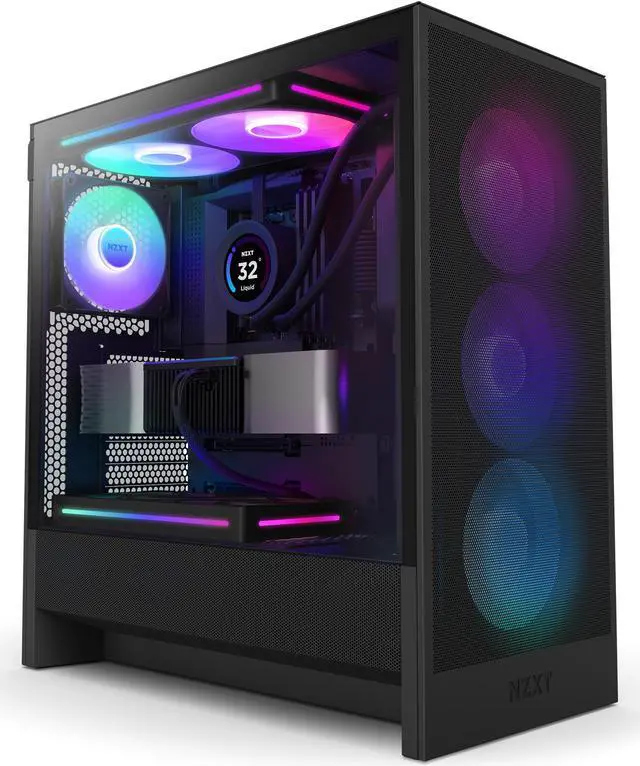 Alt view image 11 of 13 - NZXT H Series H5 Flow 2024 RGB Edition ATX Mid Tower Chassis All Black Color